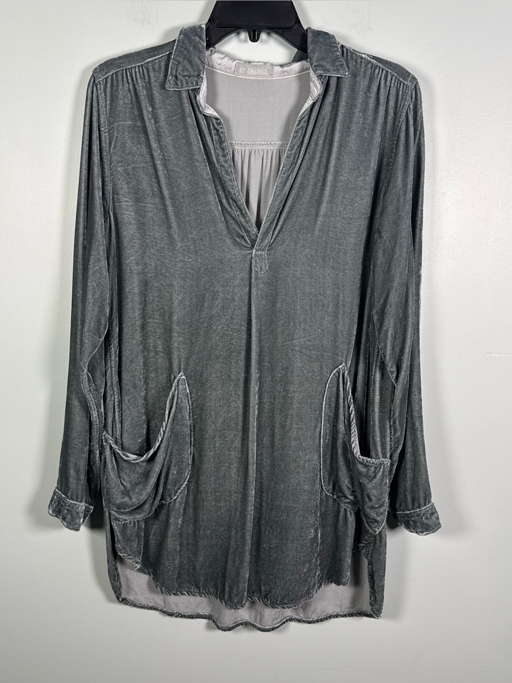 CP Shades Velvet Popover Silk Blend Top Tunic Lagenlook XS Oversized